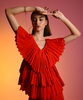 Echo Red Pleated Top 