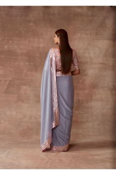 Maira - Mehr Saree Set- Pearl Grey