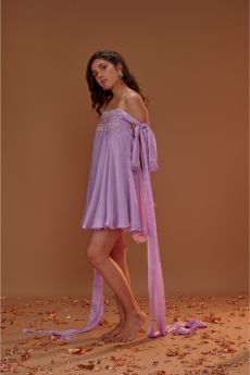 Lilac Tie Up Short Dress