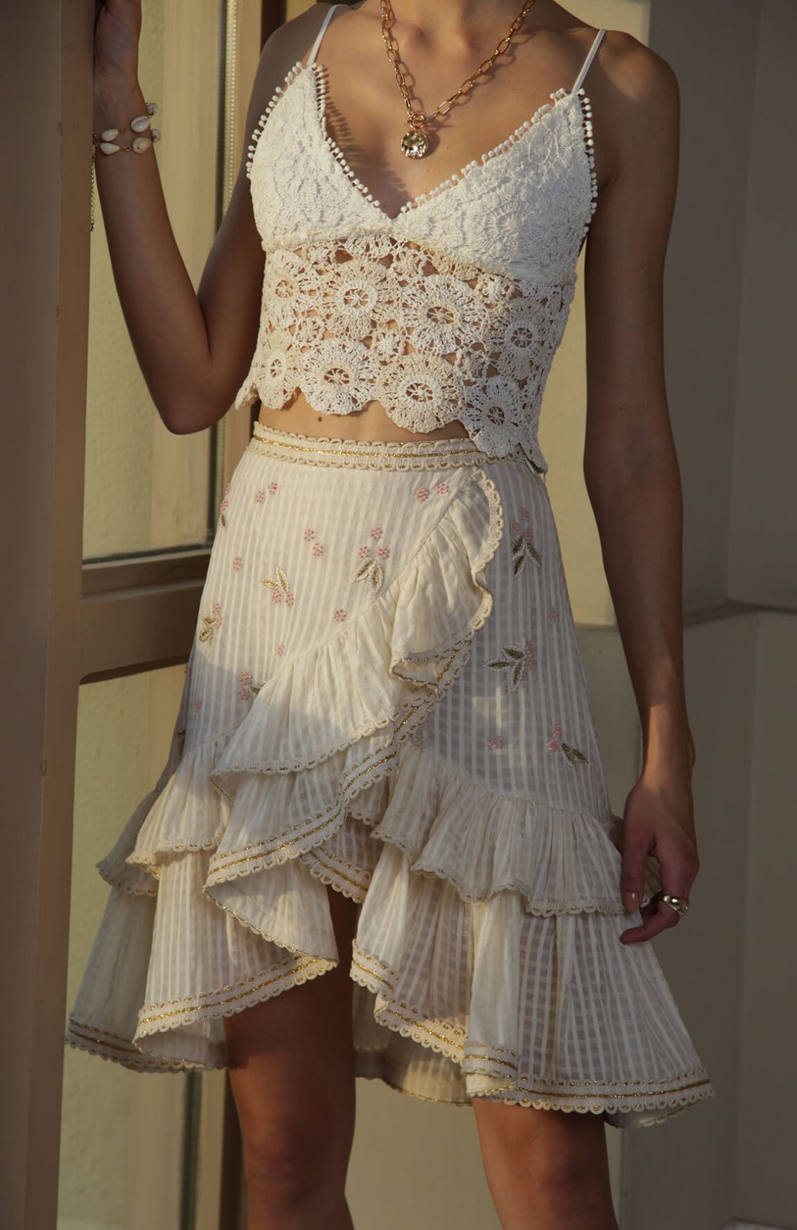 Purity Pearl Embroidered Skirt