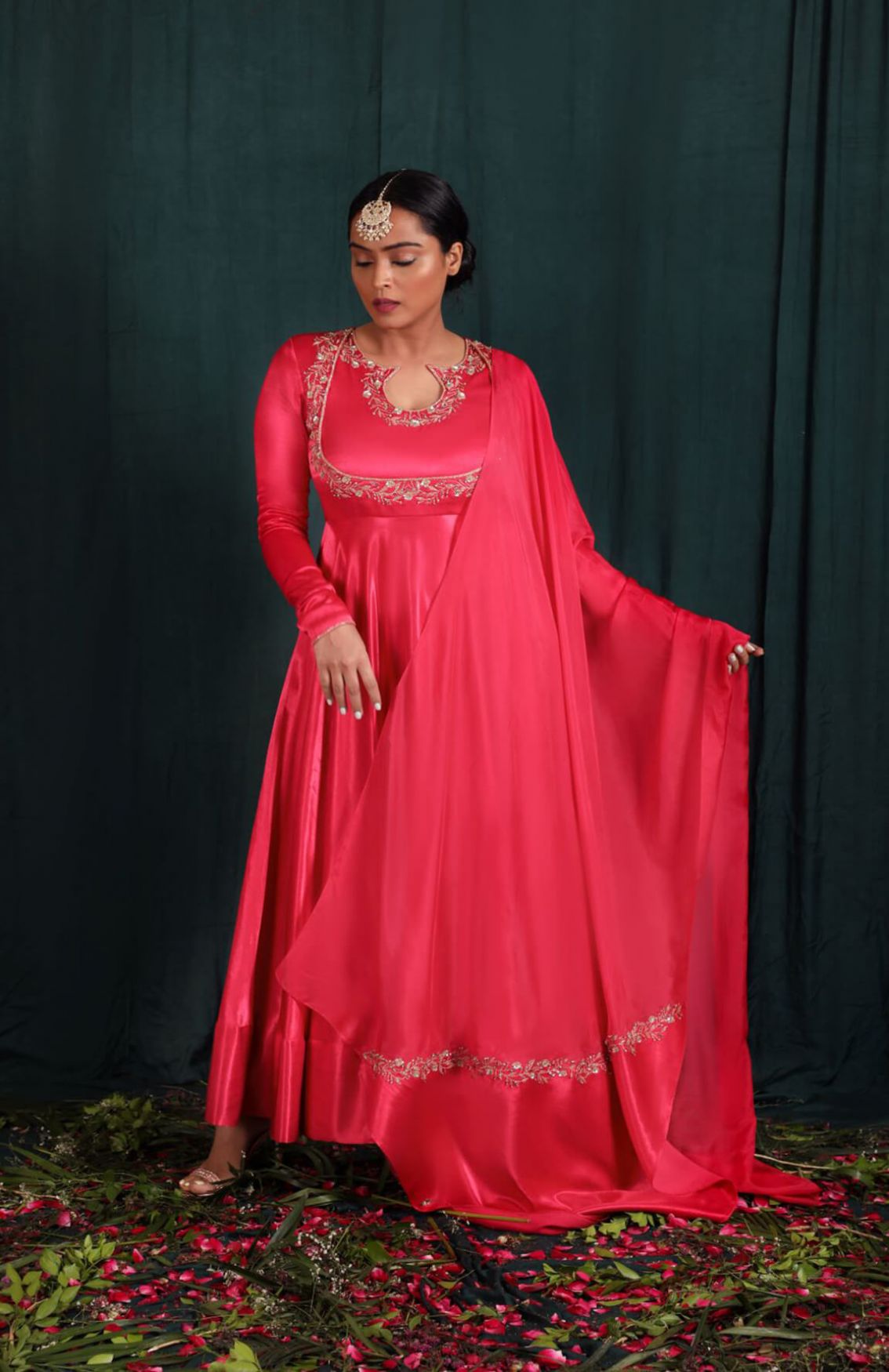 Blush Red Embroidered Anarkali Set