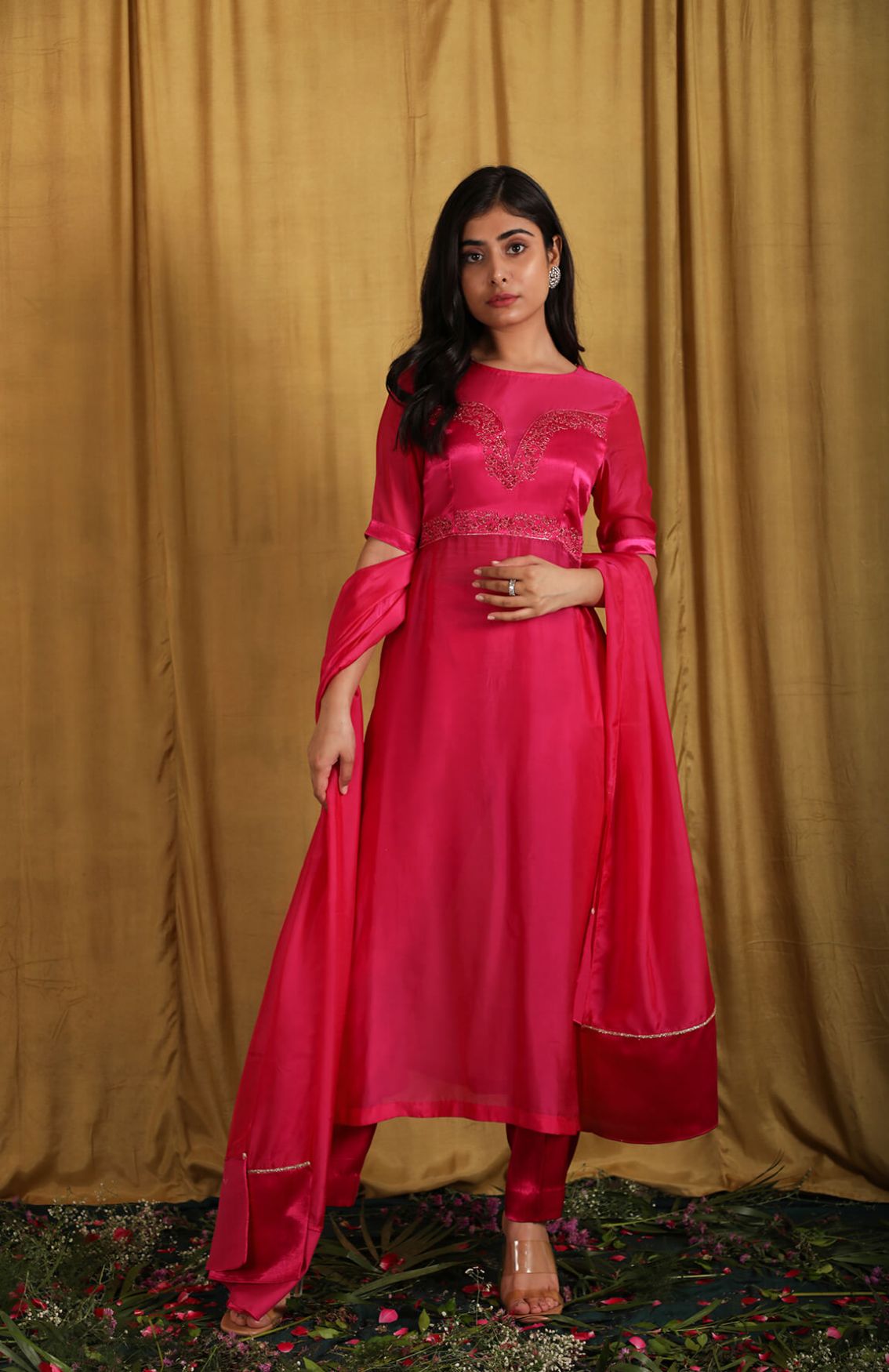 Pink Taby Embroidered Kurta Suit Set