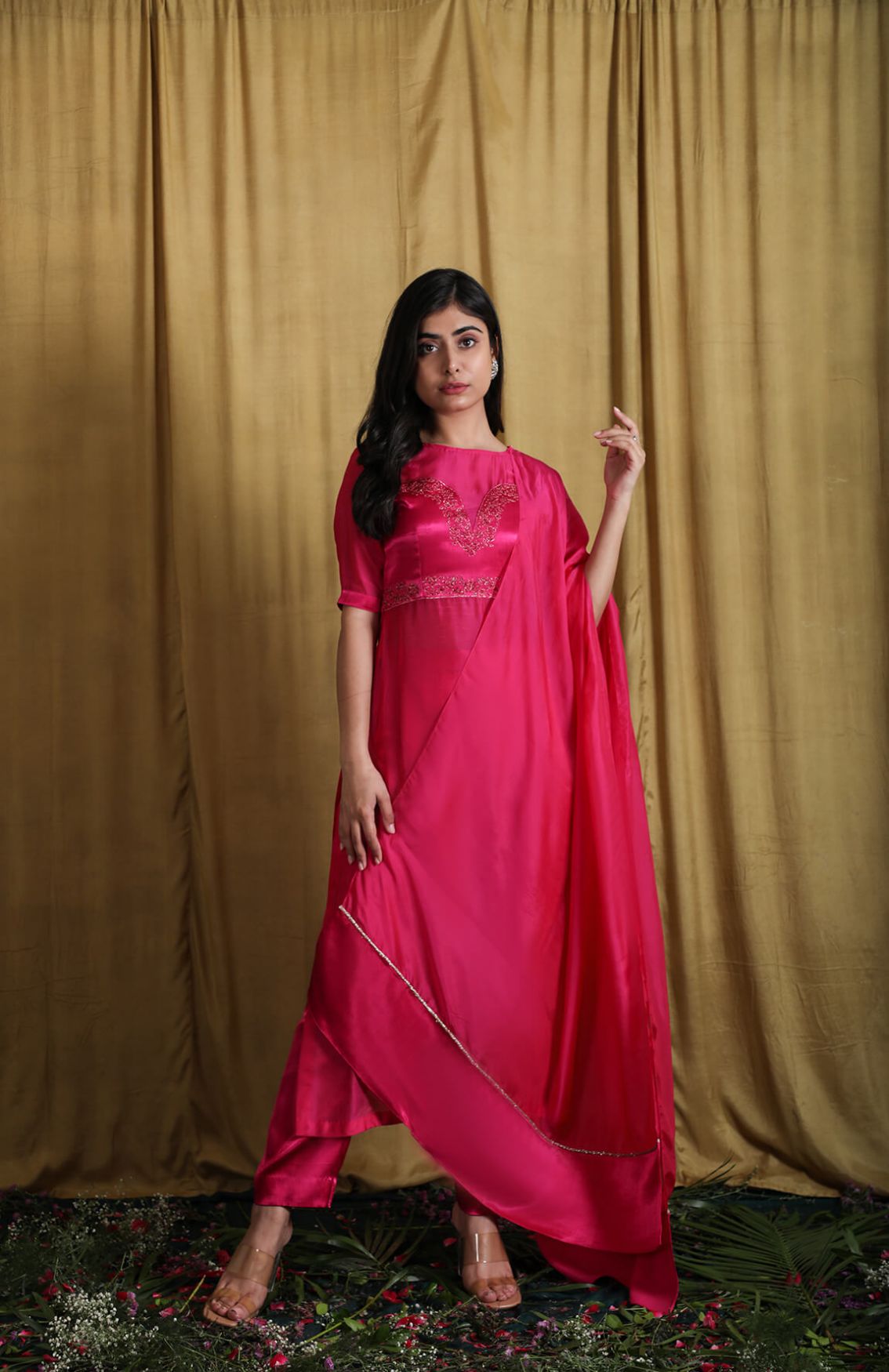 Pink Taby Embroidered Kurta Suit Set