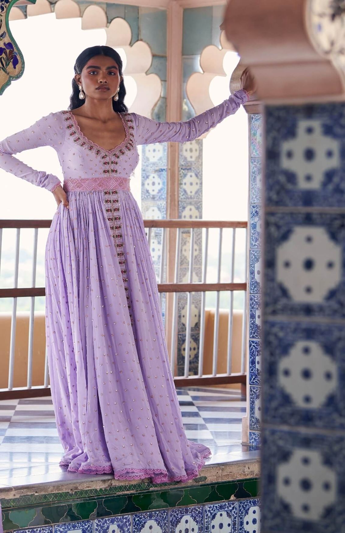Embroidered Lilac Anarkali