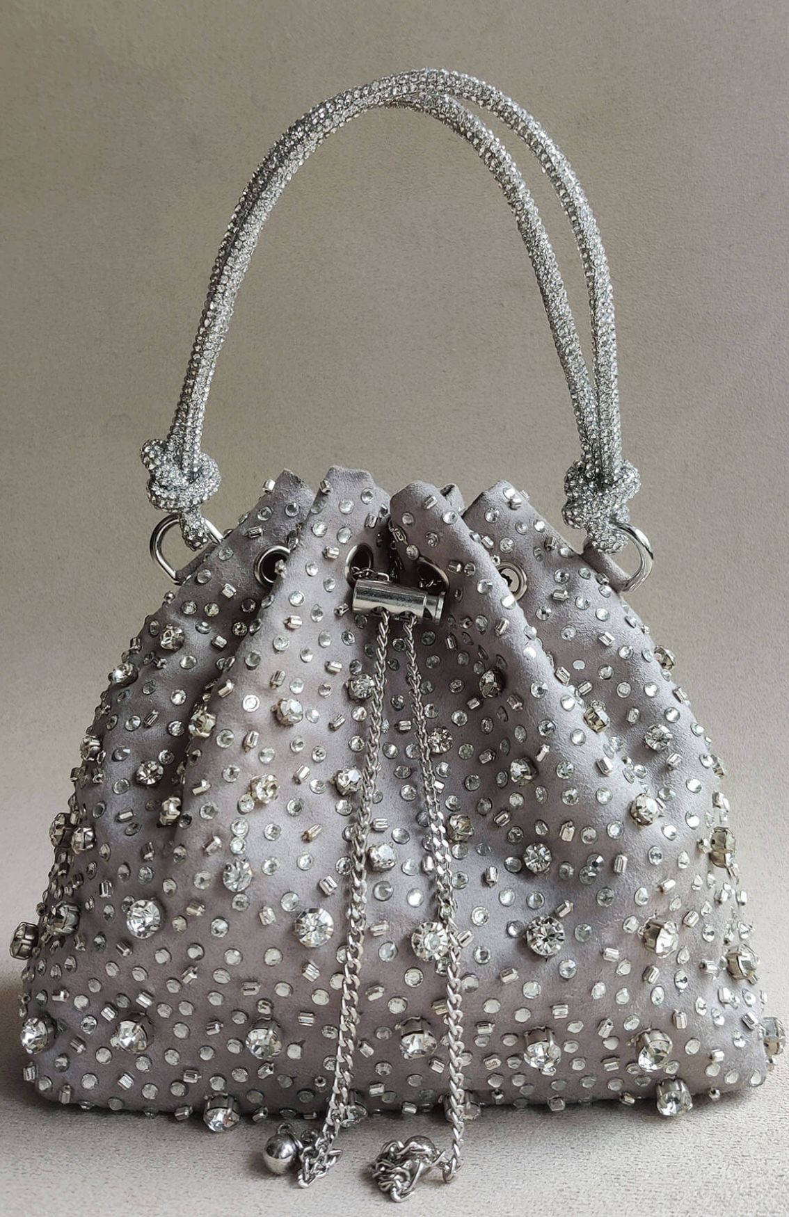 The Starry Bucket Bag In Silver Grey