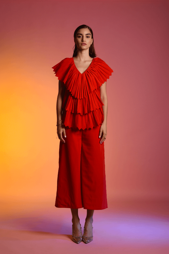 Echo Red Pleated Jumpsuit 