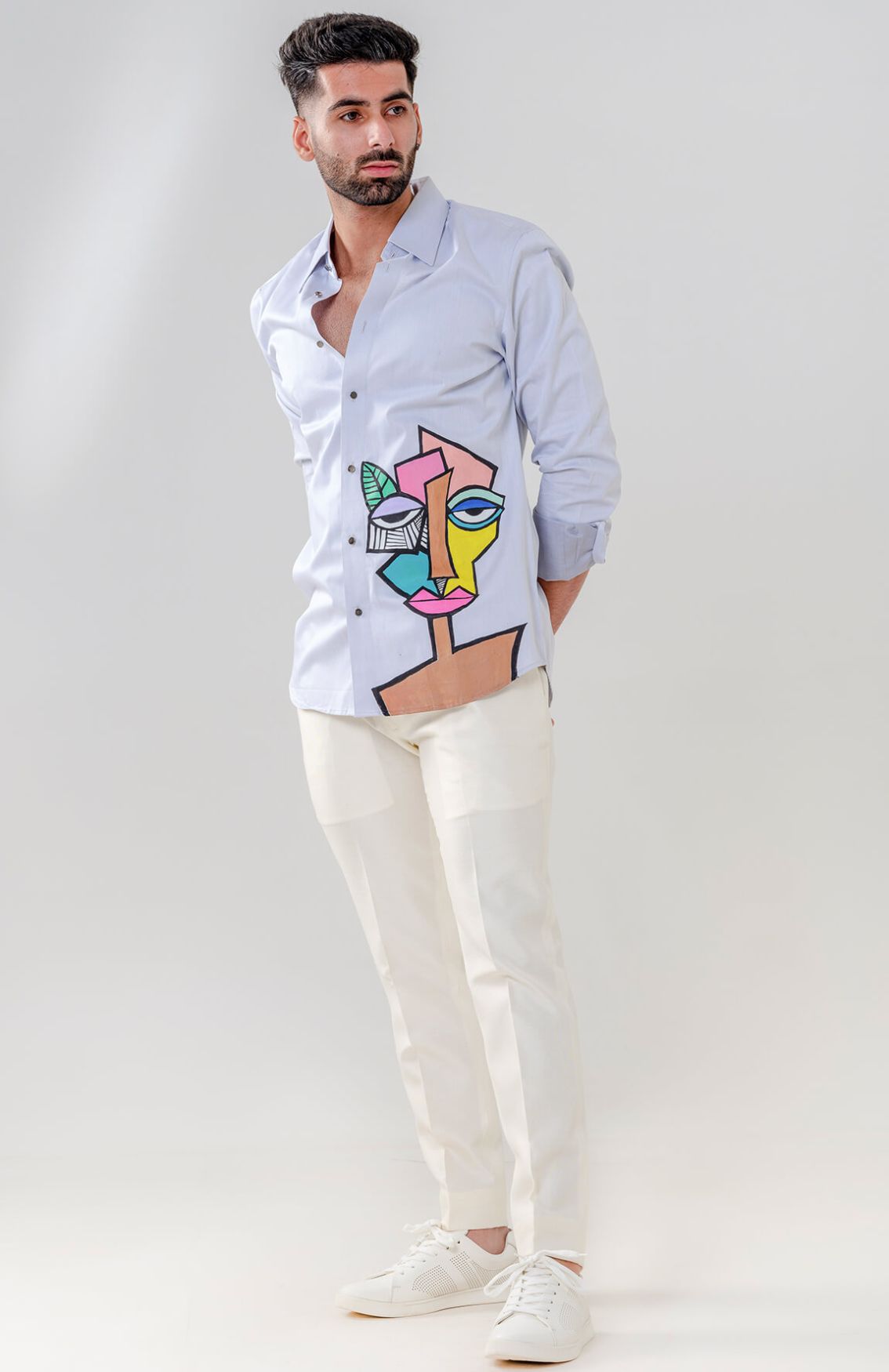 Abstract Face Hand Painted Shirt