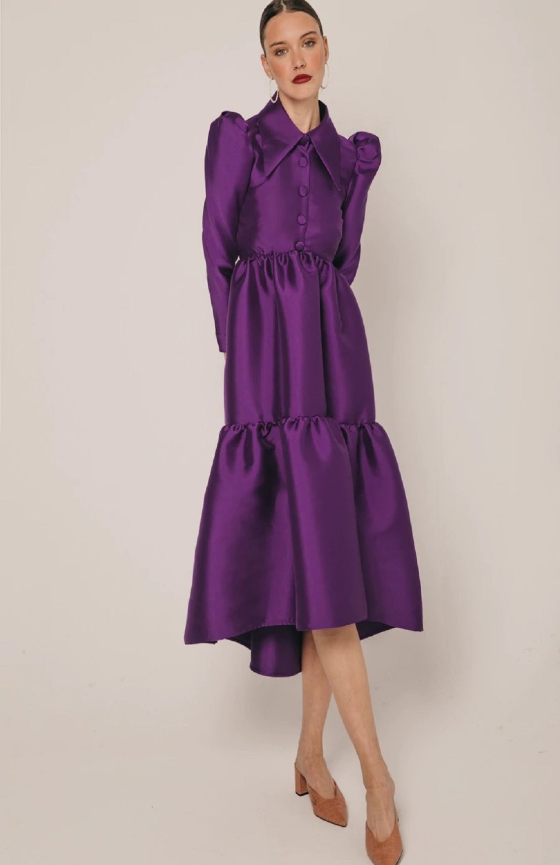 Purple Solid Fit & Flare Dress