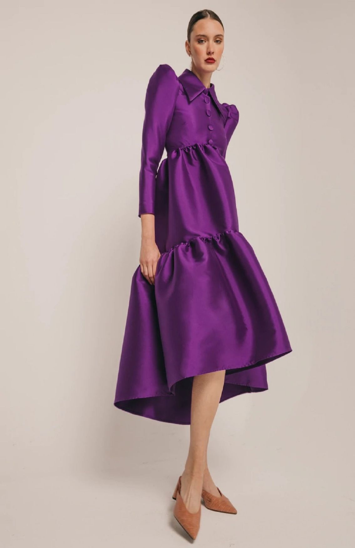 Purple Solid Fit & Flare Dress
