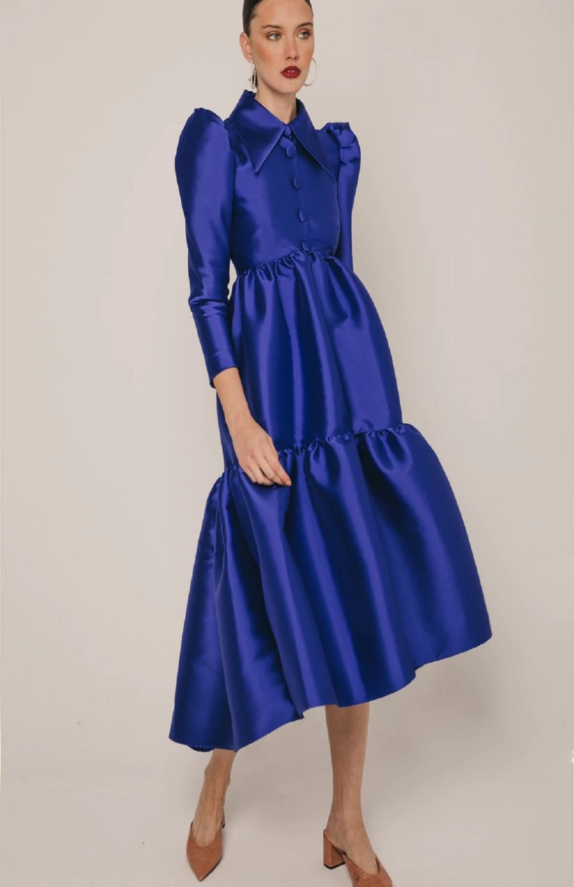 Blue Solid Fit & Flare Dress