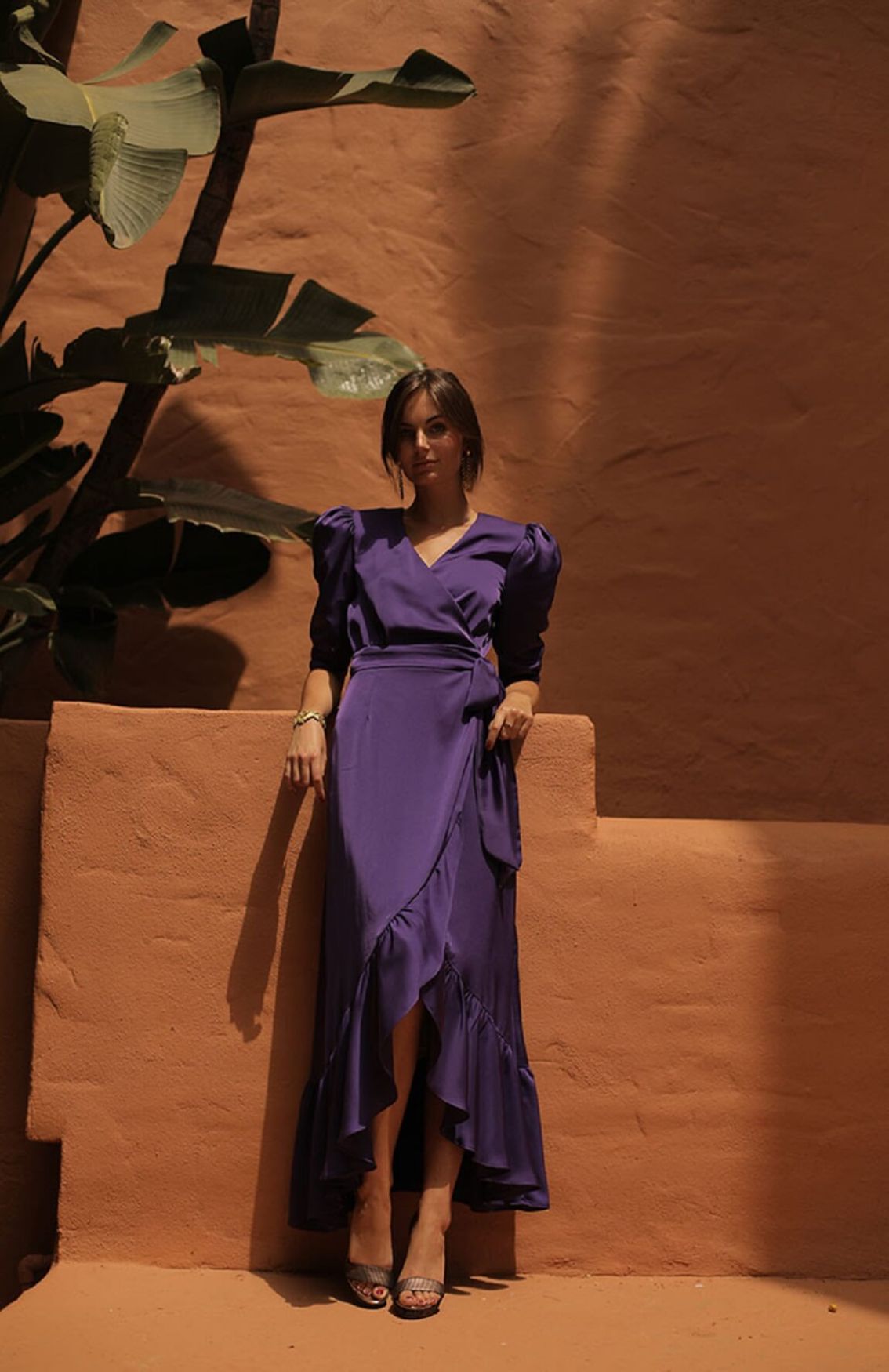 Women Purple Satin Maxi Dress