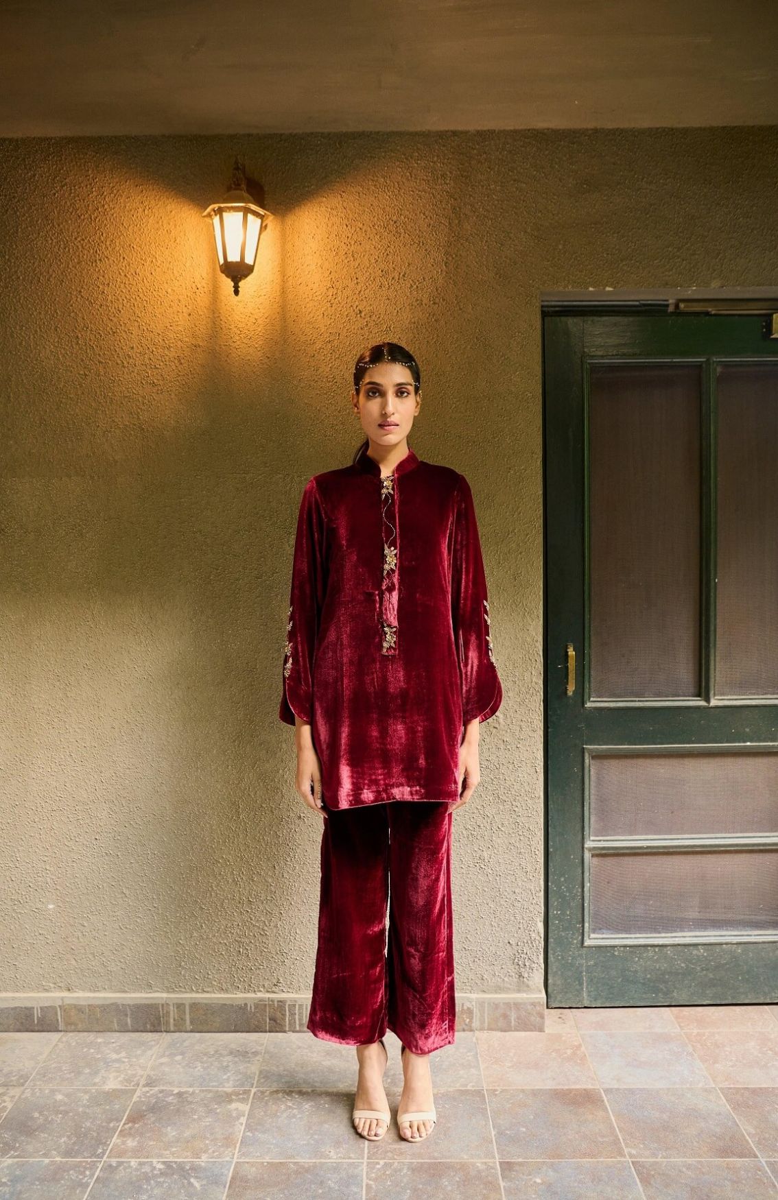 Red Tunic And Pant Set