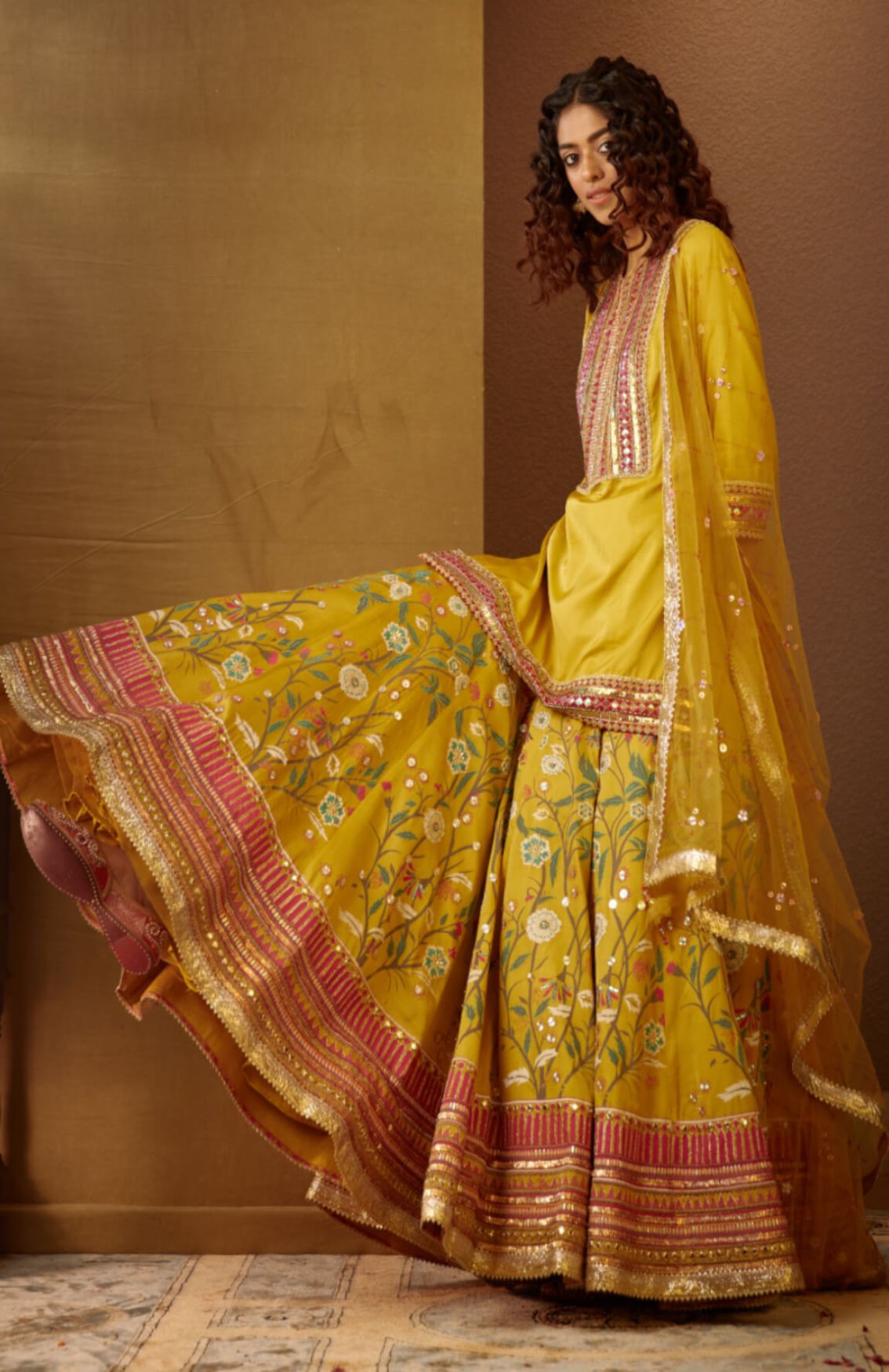 Amber Yellow Khwaish Sharara Set 