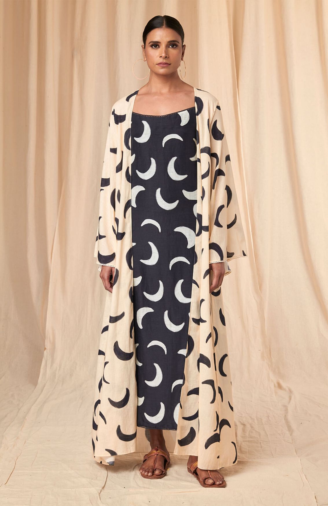 Lily Black And Ivory Mooncrest Slip Dress Set