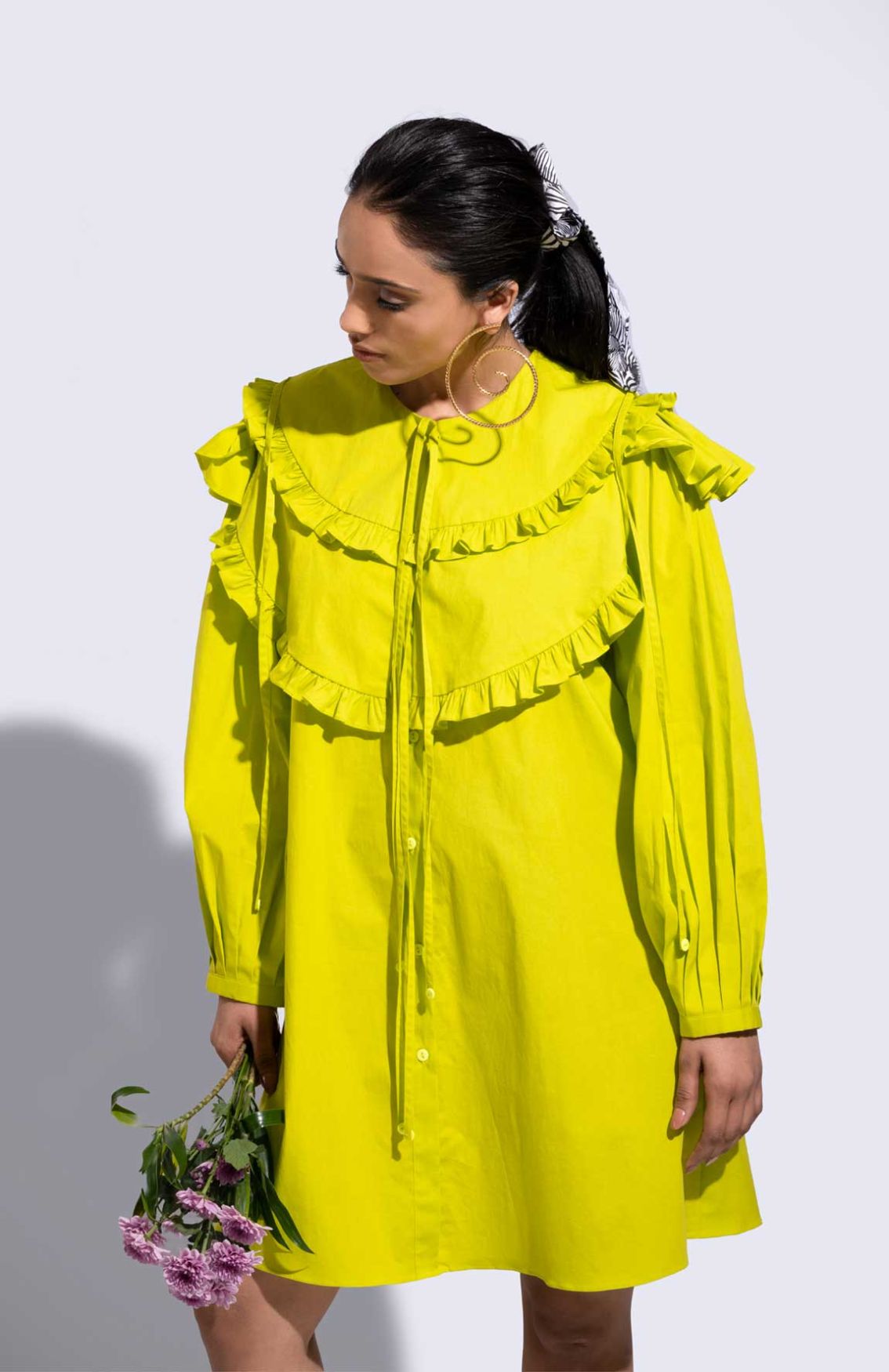 Asaga  Lime Green Shirt Dress