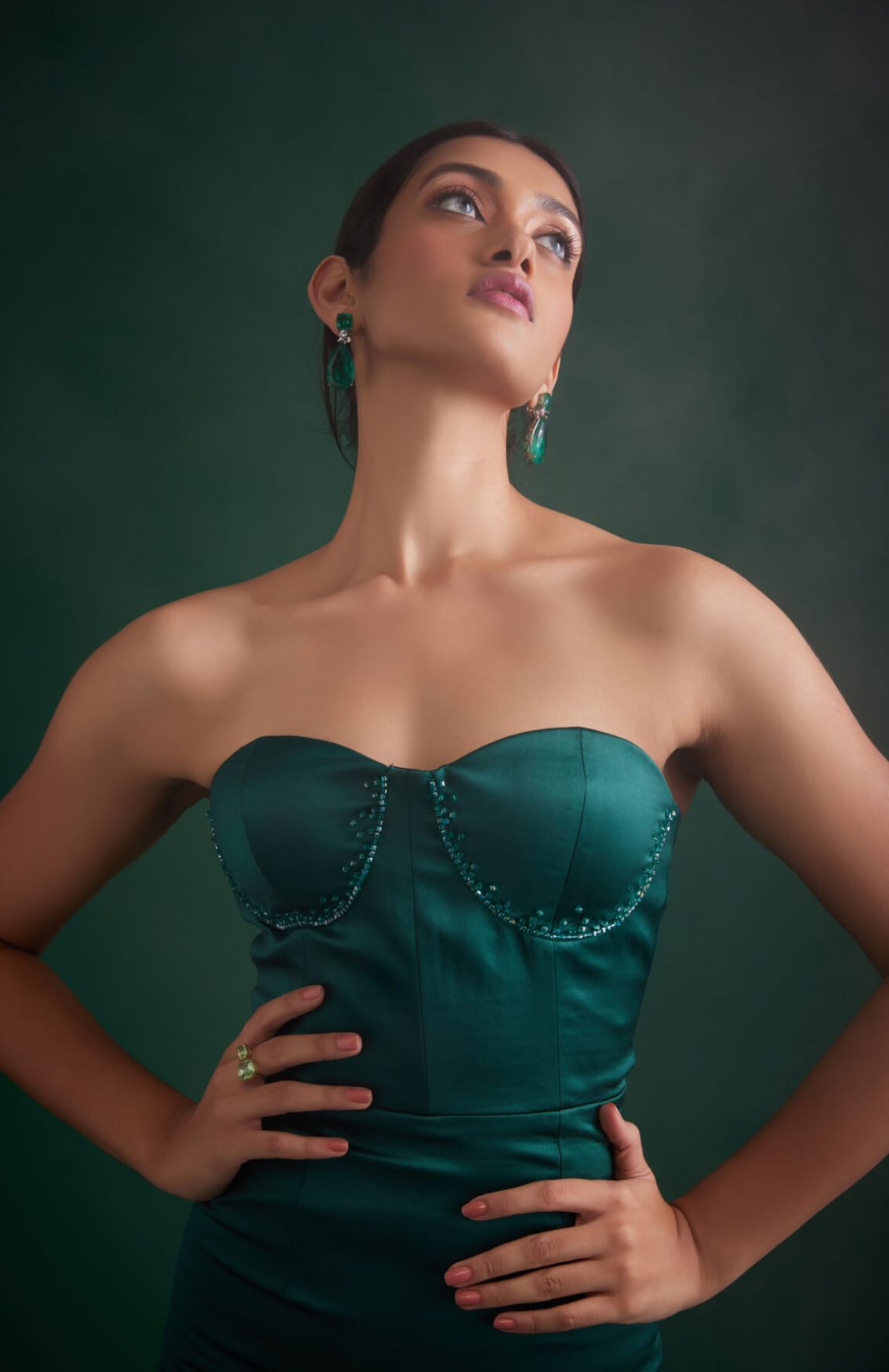 Emerald Green Corset - Detailed Dress