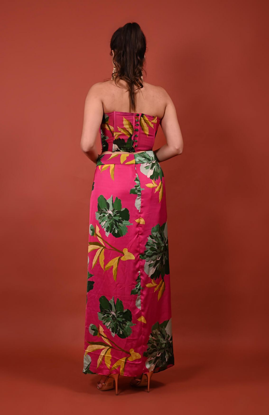 Chrysanthemum Printed Draped Skirt
