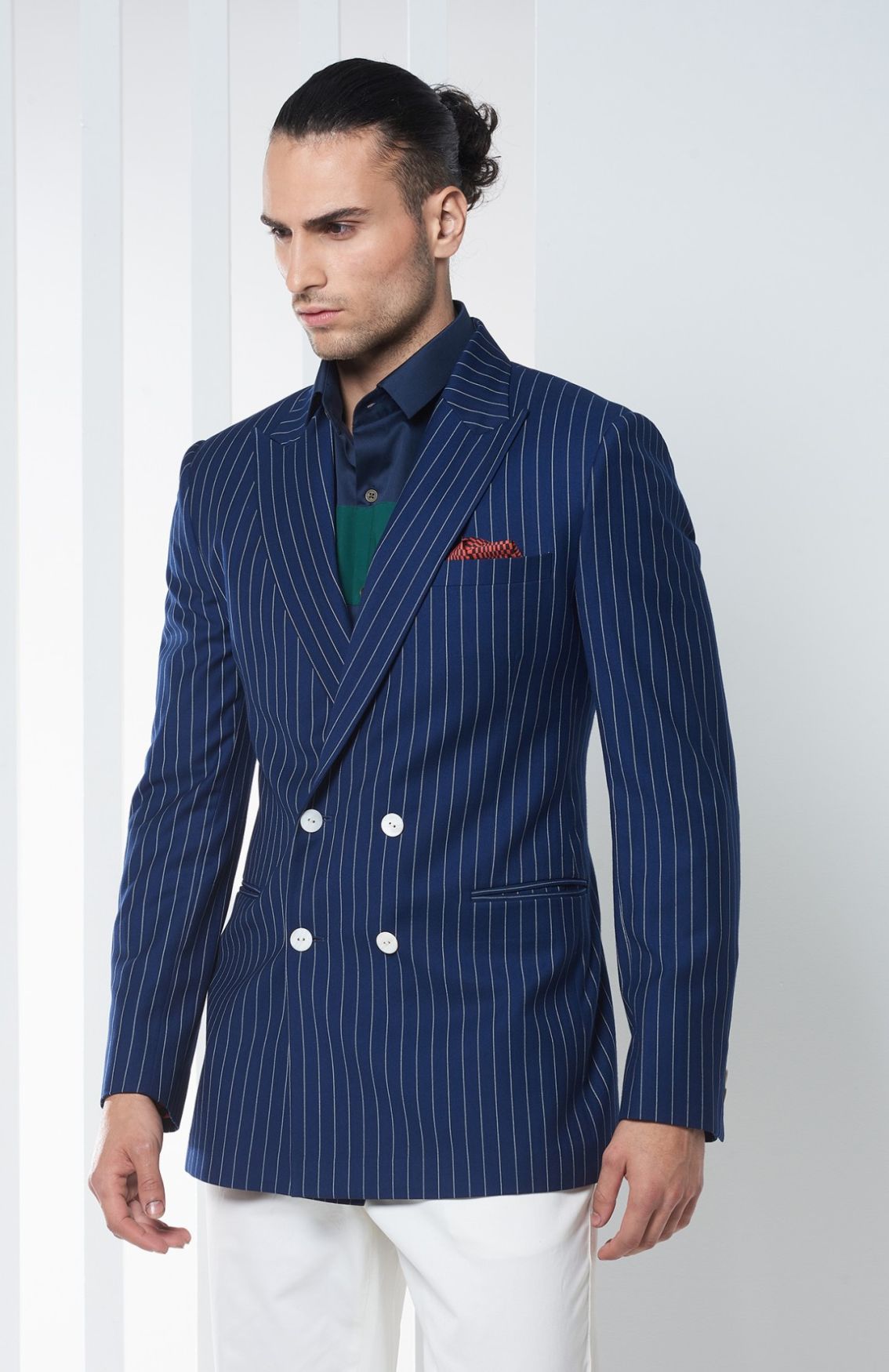 Double-Brested Pinstripe Jacket