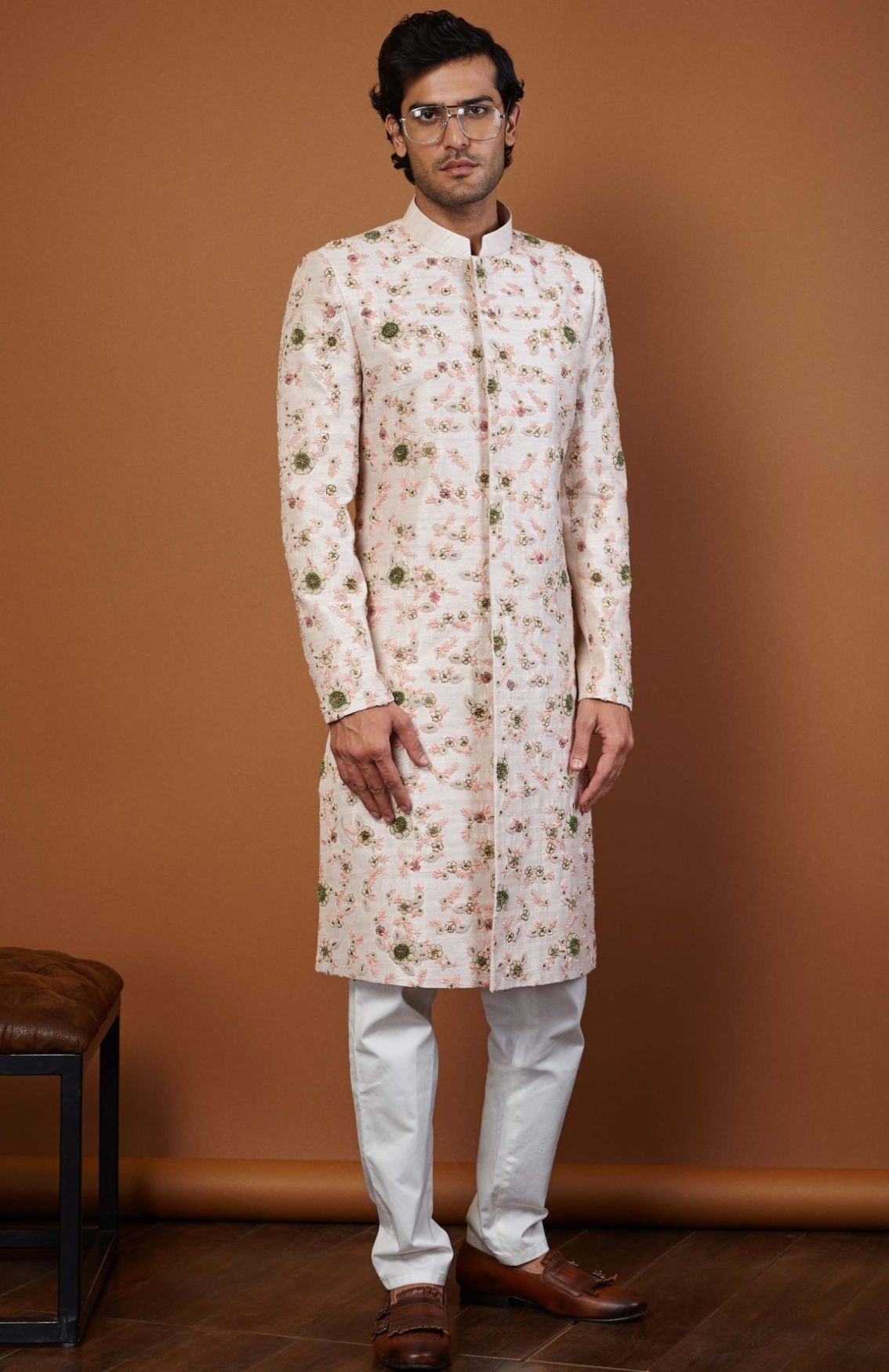 Lineage French-Knot Sherwani In Pink