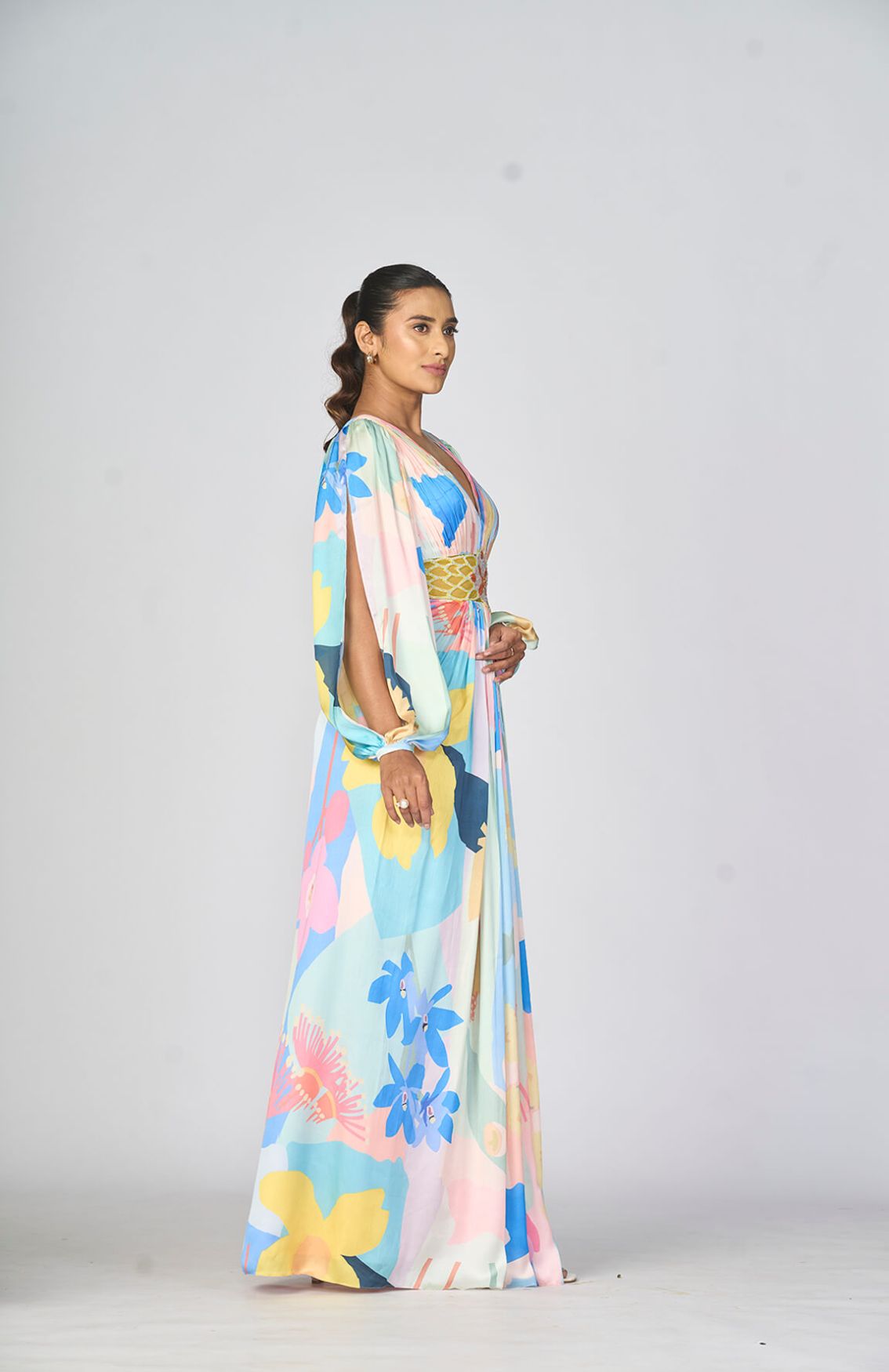 Multicolor Printed Floral Gown