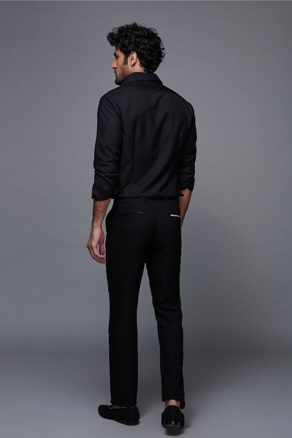  Classic Black Shirt with Velvet Detail