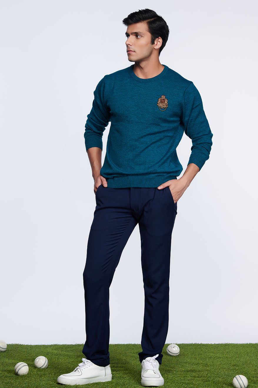 Teal Crested Sweater