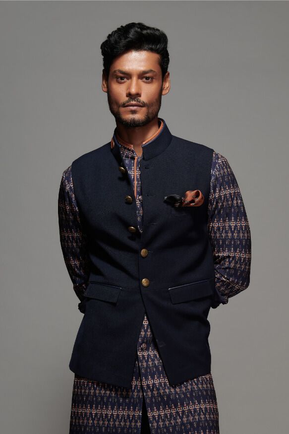  Navy Waistcoat with Antique Buttons