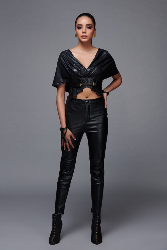 Leather Look Cropped Top