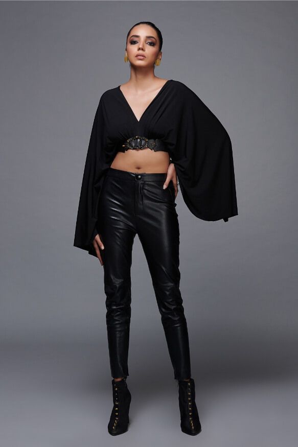 Exaggerated Draped Sleeve Top