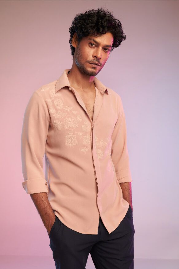 Pastel Rose Embroidered Shirt