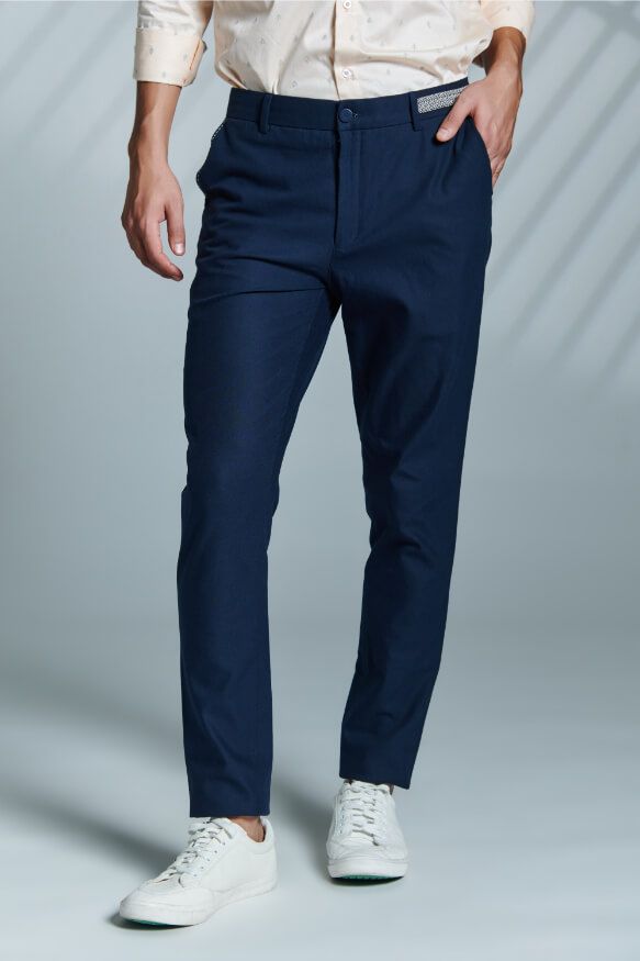  Classic Navy Trouser With Tape Detailing