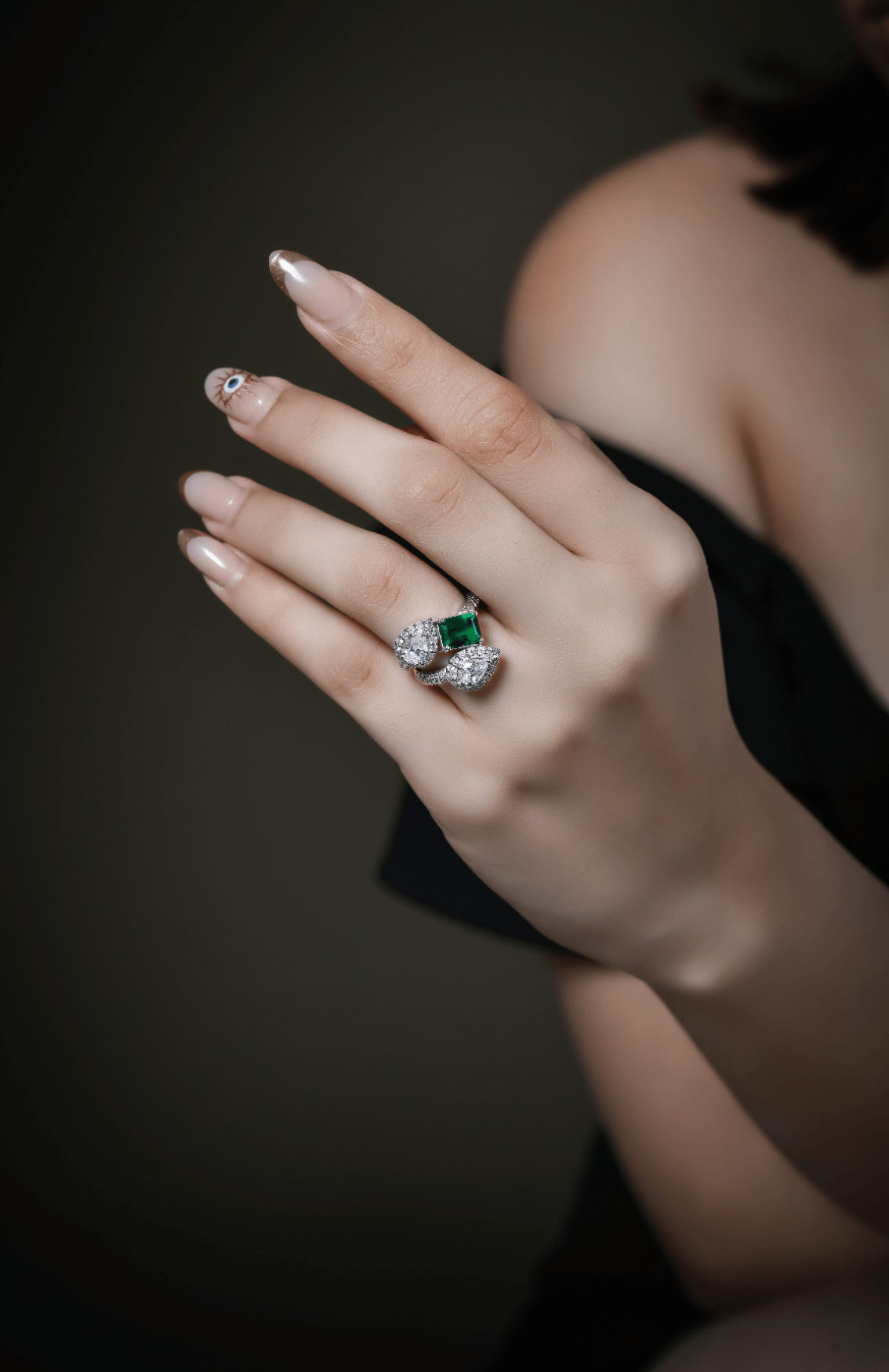 Pear & Emerald cut Swarovski Ring