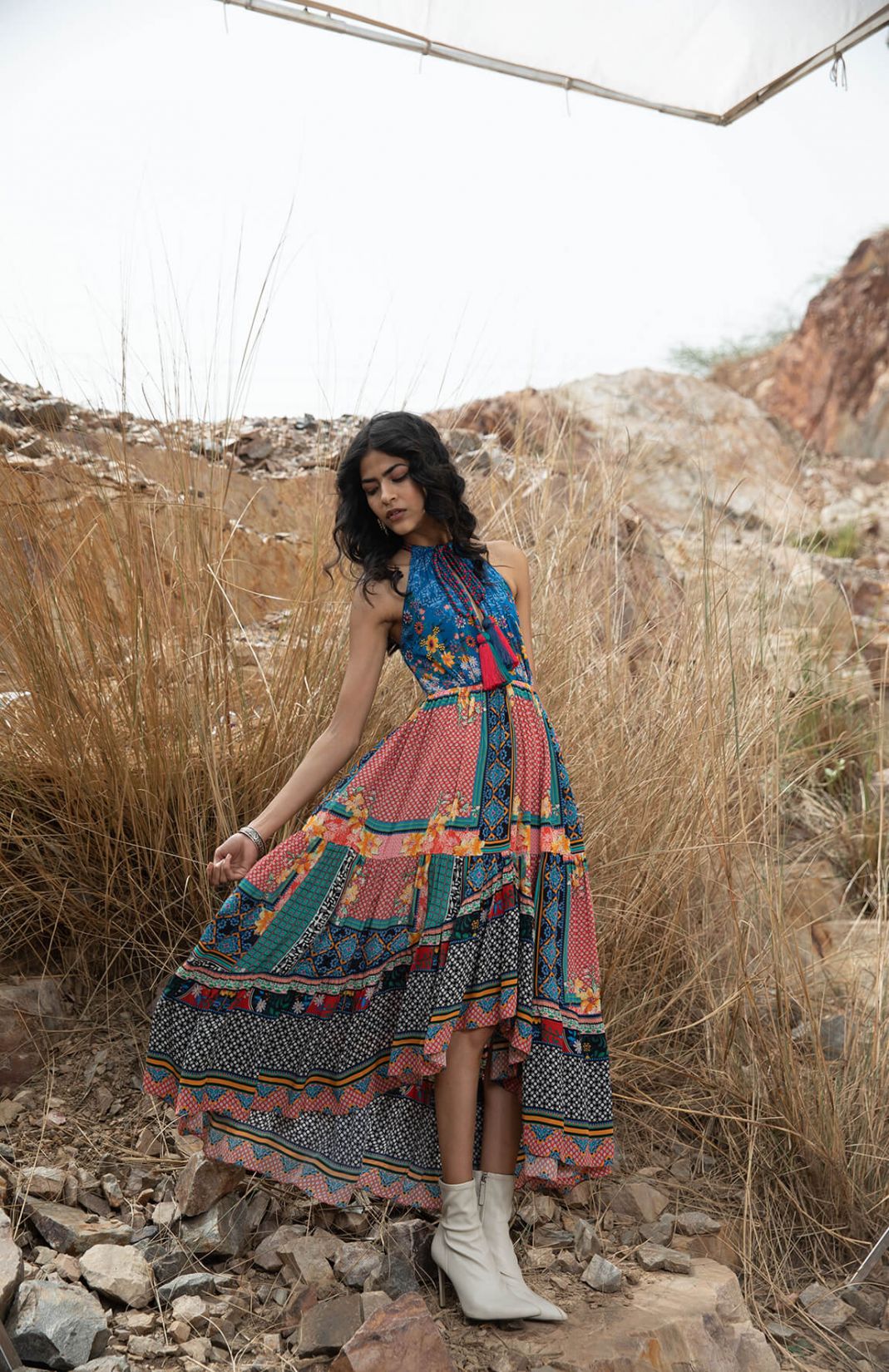 Tile Florid Multicolor Maxi Dress