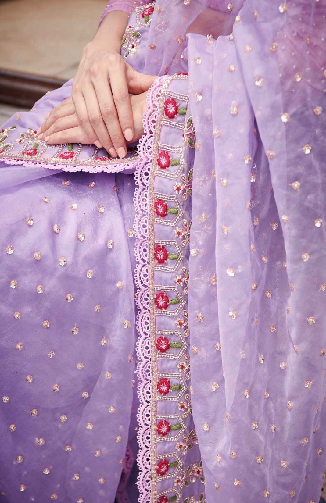 Embroidered Lilac Saree