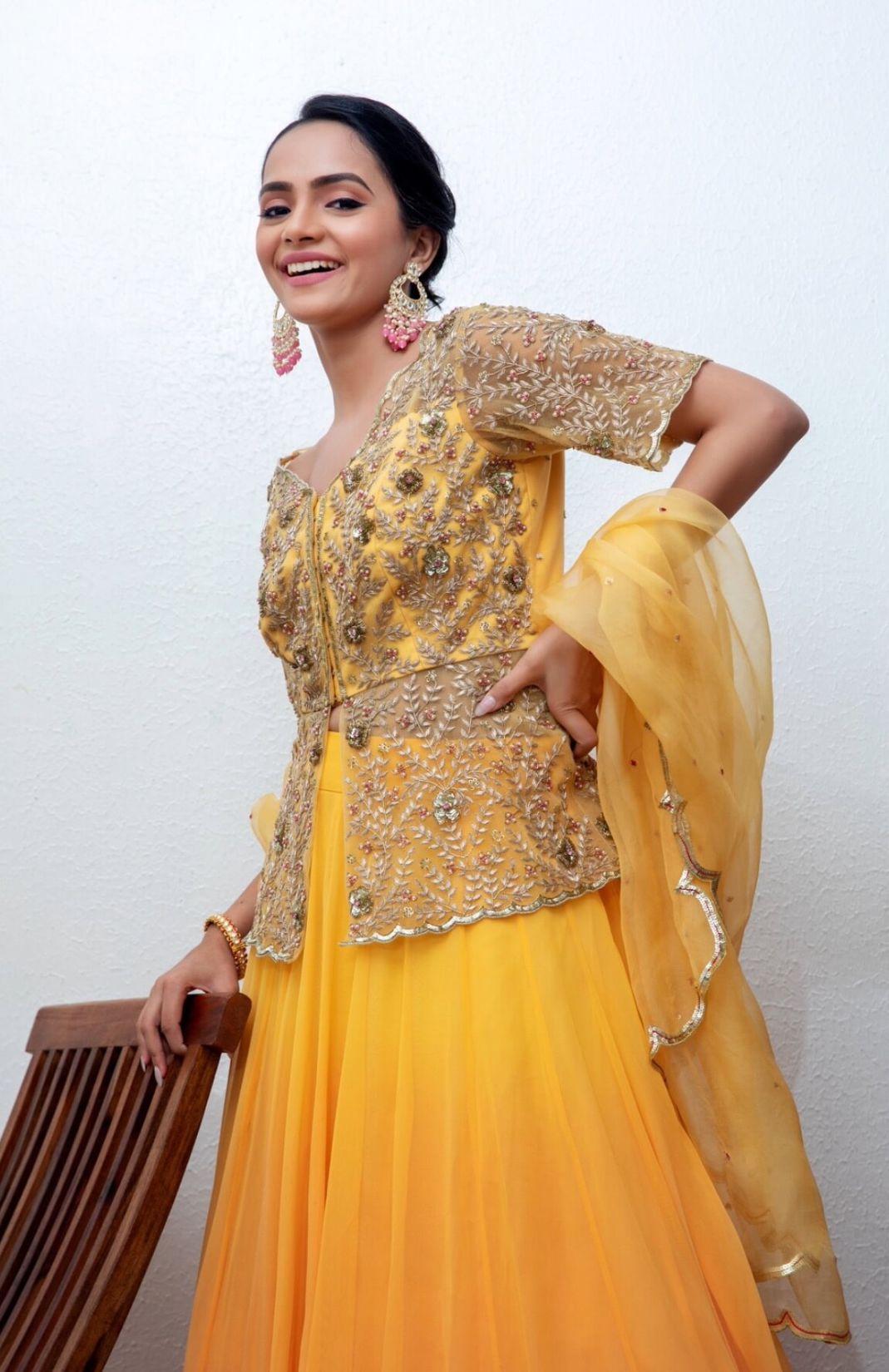 Ombre Lehenga With Embroidered Jacket And Dupatta