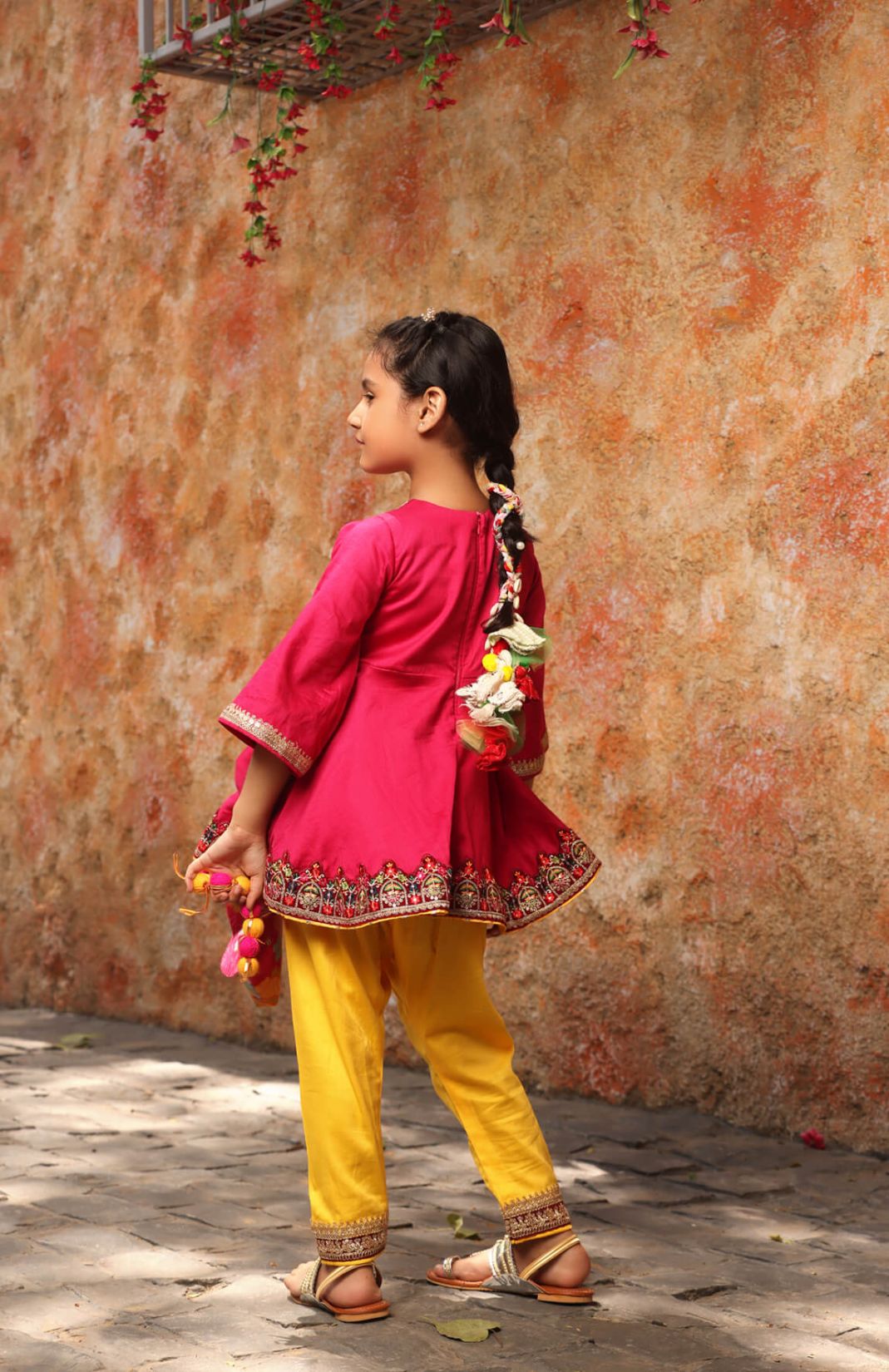 Pink Kurti With Yellow Salwar