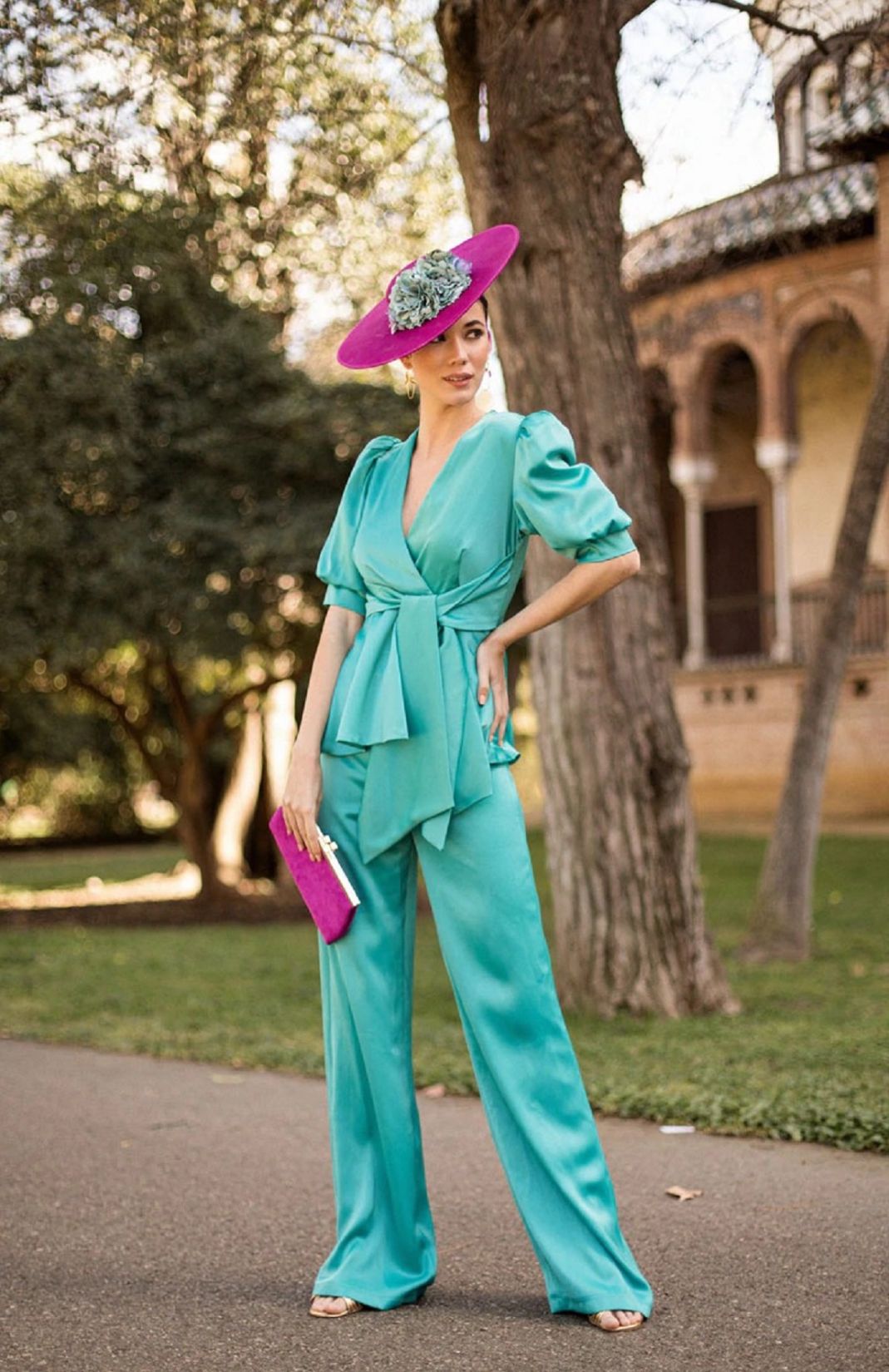 Sea Green Wrap Top With Trouser 