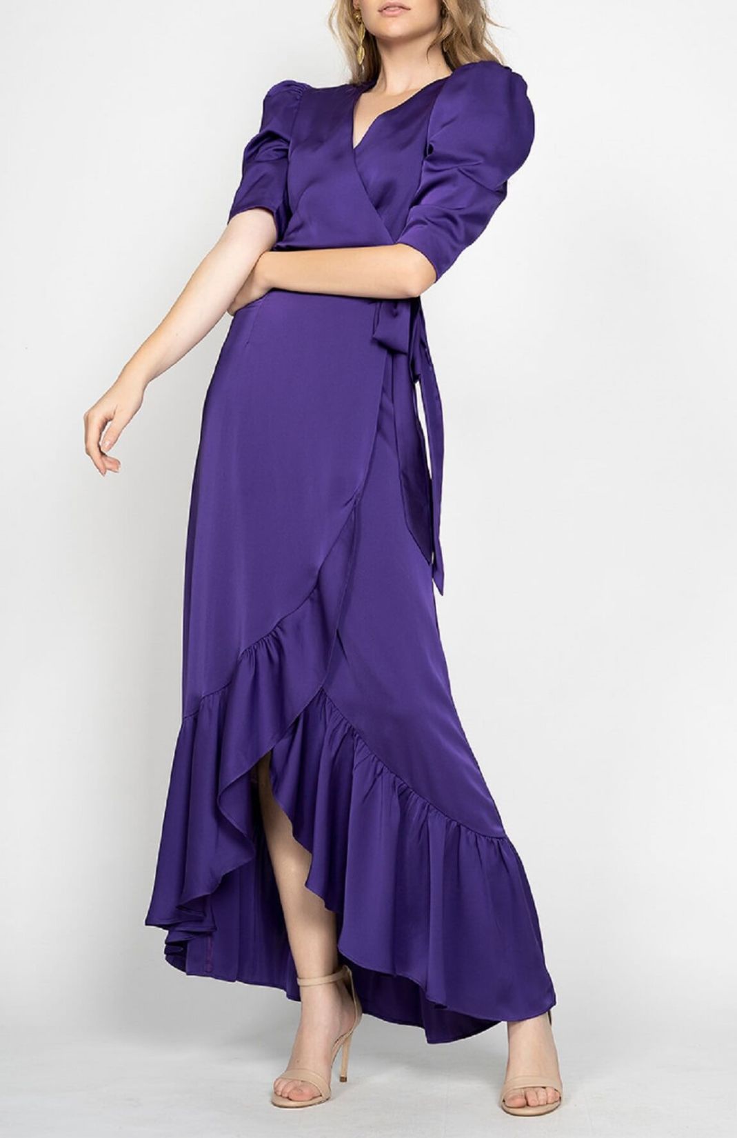 Women Purple Satin Maxi Dress