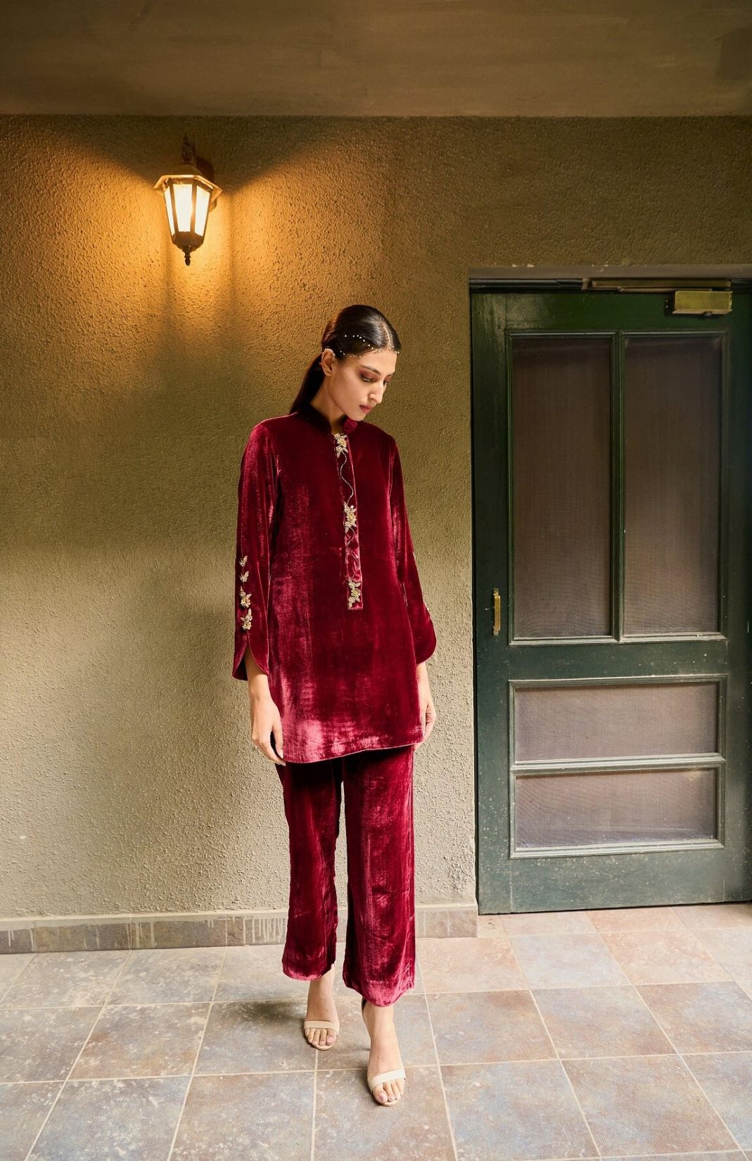 Red Tunic And Pant Set