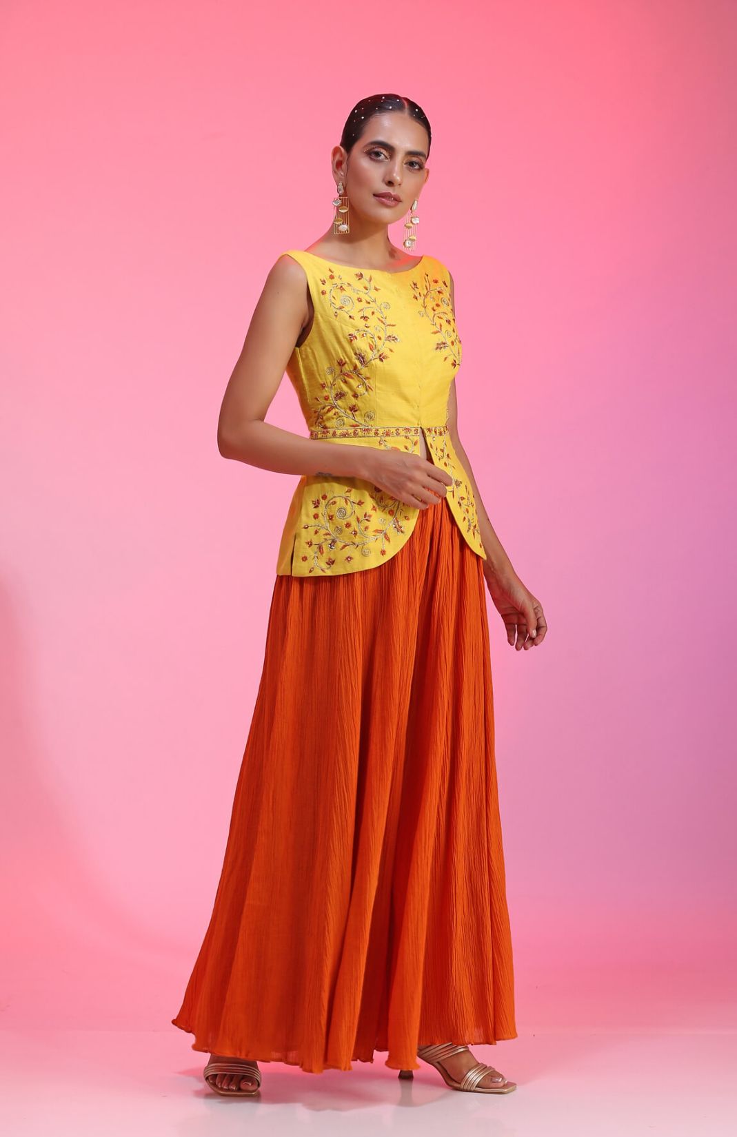 Lily Resham Work Yellow Orange Set