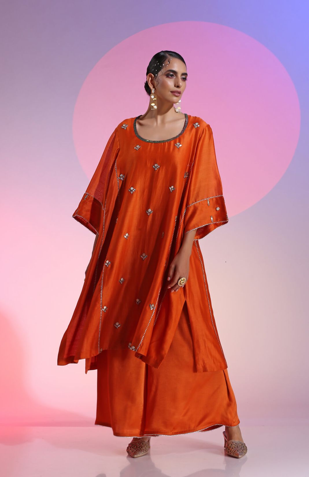 Nadia Oversized Rust Orange Kalidar Set