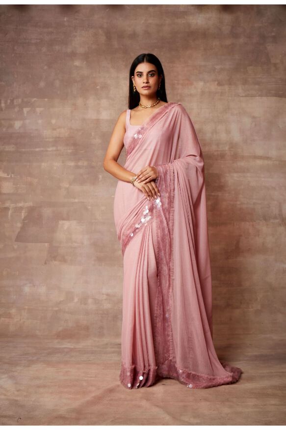 Maeve - Mehr Saree Set- Vintage Pink