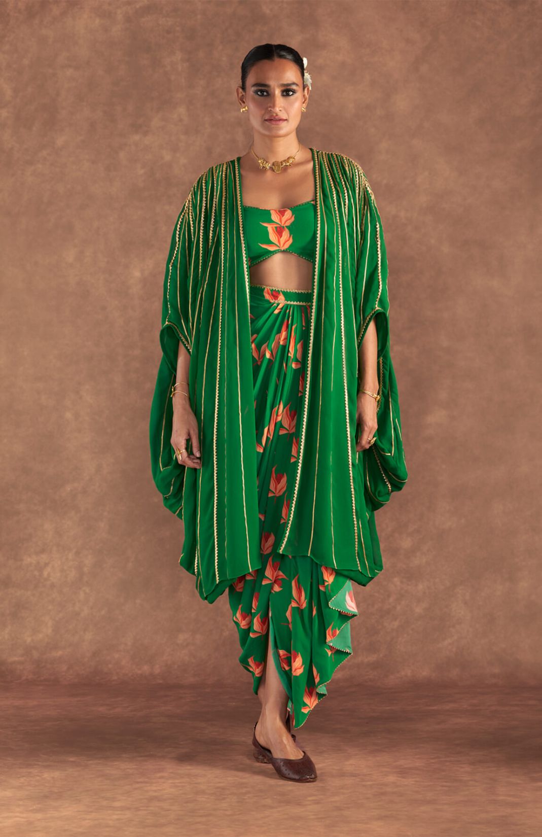 Green Nectar Cup Drape Skirt  Set