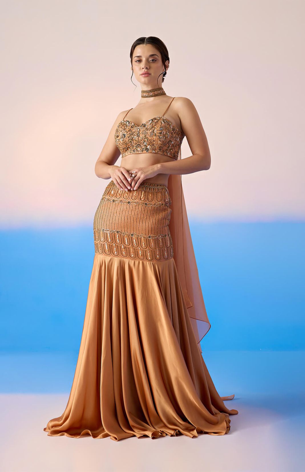 Waist Embroidered Lehenga With Embroidered Blouse & Dupatta