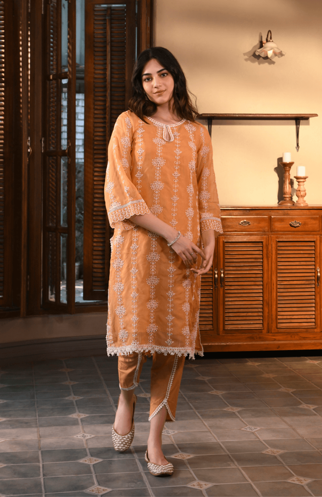 Orange Nisrina Set With Vahi Dupatta