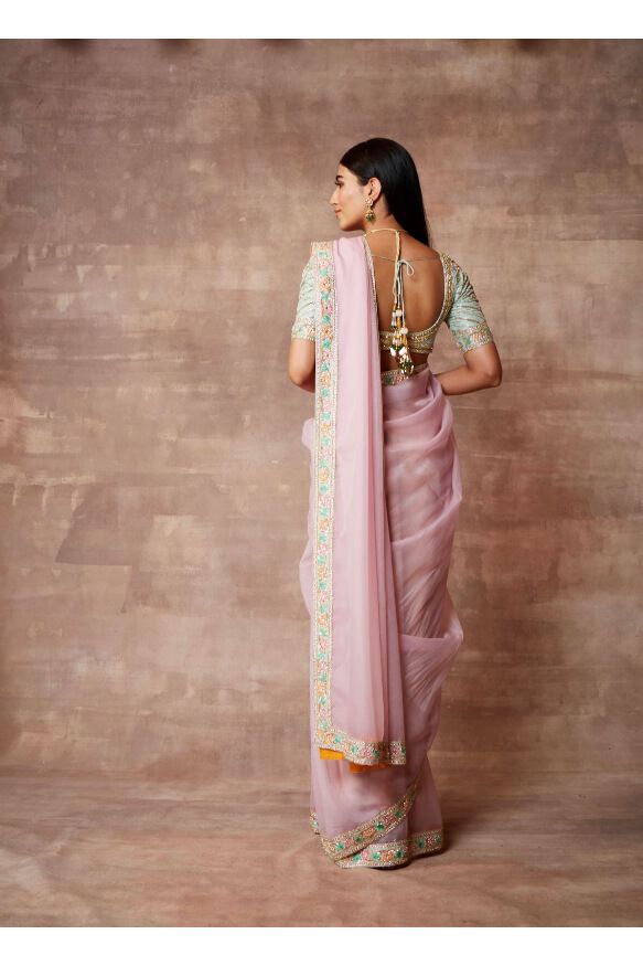 Nasreen -Khwabeeda Saree Set- Blush Pink