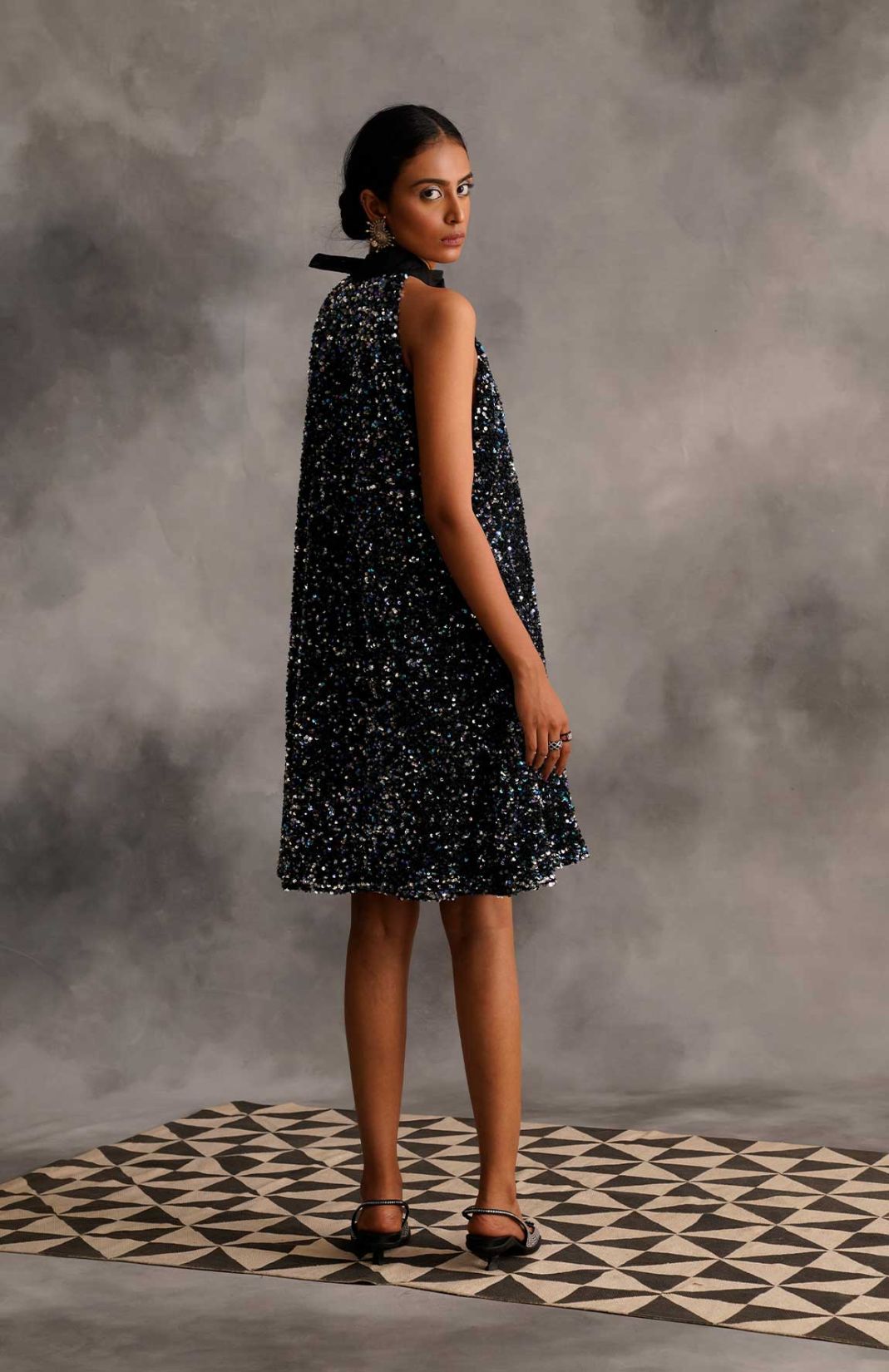 Black Sequin Party Starter Short Dress