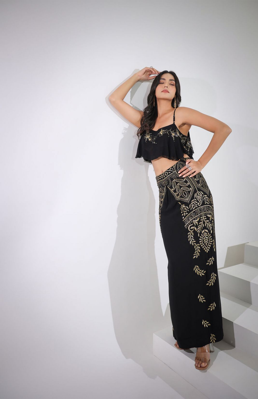 Haseena Kohl Black Top Skirt Set