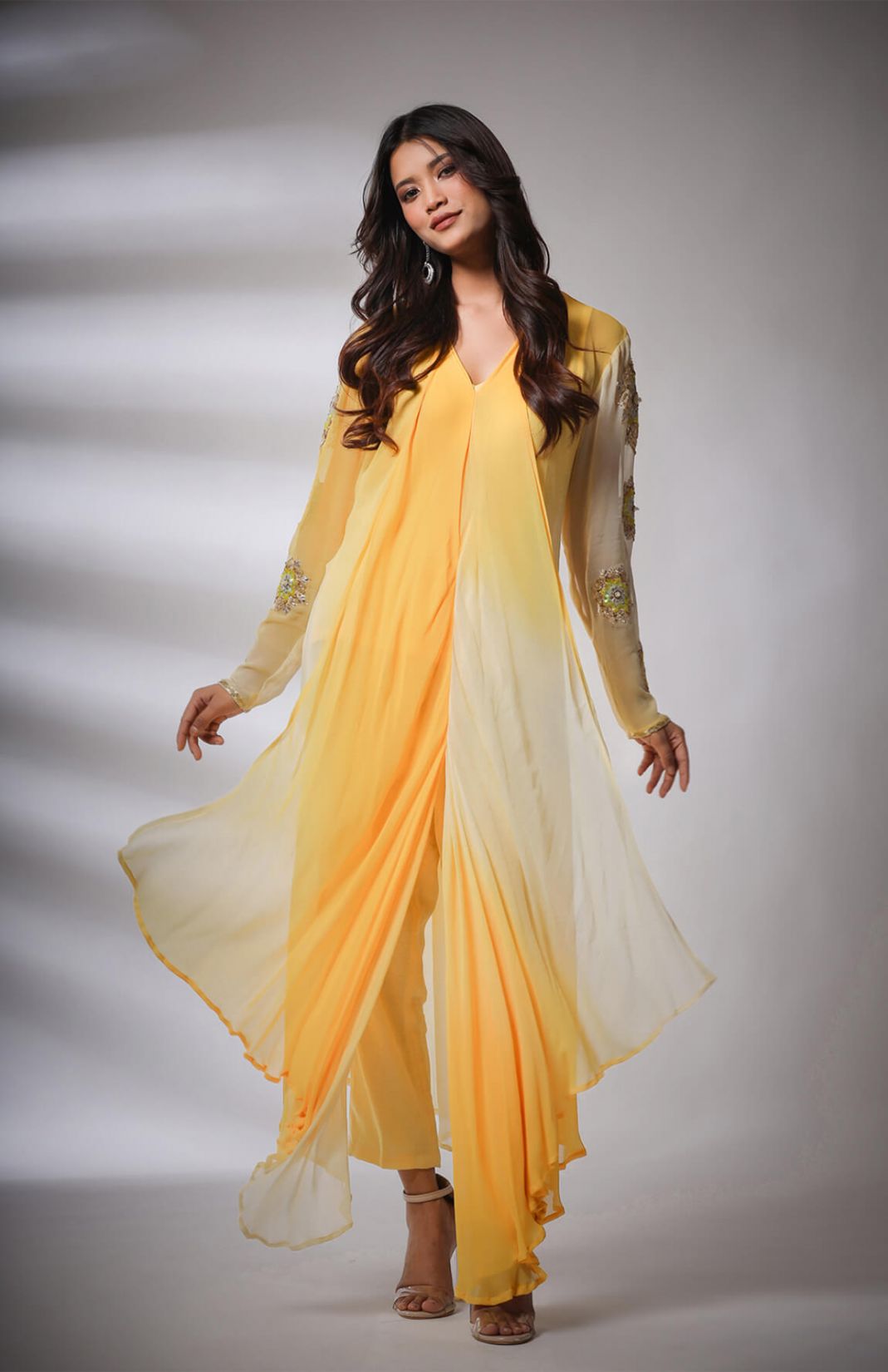Haseena Leheriya Set In Yellow