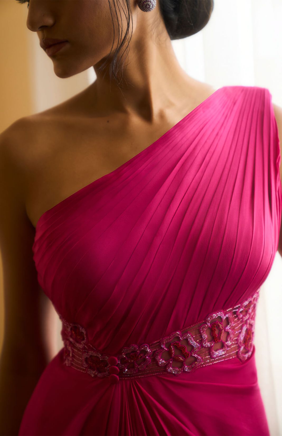 Hot Pink One Shoulder Gown